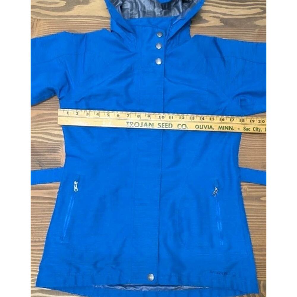 Merrell Opti-Shell Women’s XS Blue Hooded Waterproof Rain Jacket Belted - Picture 9 of 11